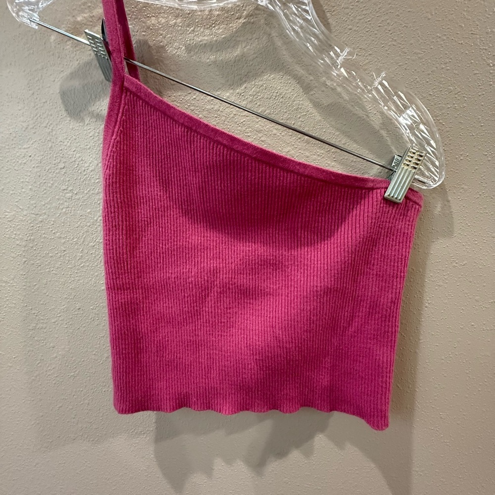 Kendall & Kylie Pink Asymmetrical Crop Tank Top